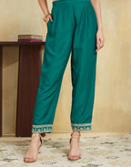 Poly Chinnon Embroidered Straight 3 Piece Kurta Set