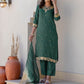 Silk Blend Embroidery, Sequin Work and Embroidery Lace Straight Kurta with Pant & Dupatta