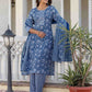 Cotton Printed A-Line Kurta with Pant & Dupatta