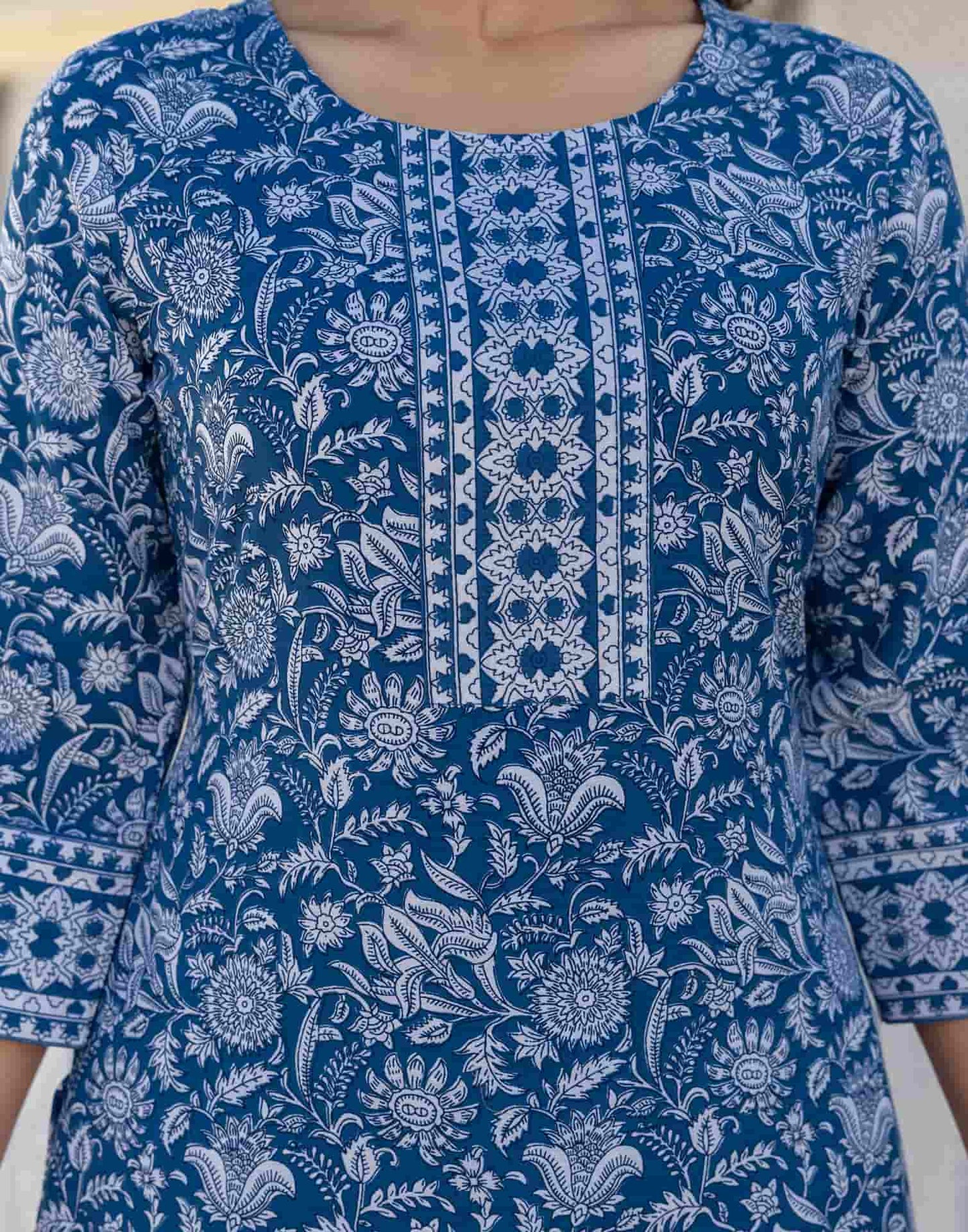Cotton Printed A-Line Kurta with Pant & Dupatta