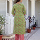 Cotton Blend Floral Printed and Lace Straight Kurta with Pant & Dupatta