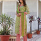 Cotton Blend Floral Printed and Lace Straight Kurta with Pant & Dupatta