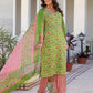 Cotton Blend Floral Printed and Lace Straight Kurta with Pant & Dupatta