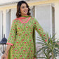 Cotton Blend Floral Printed and Lace Straight Kurta with Pant & Dupatta