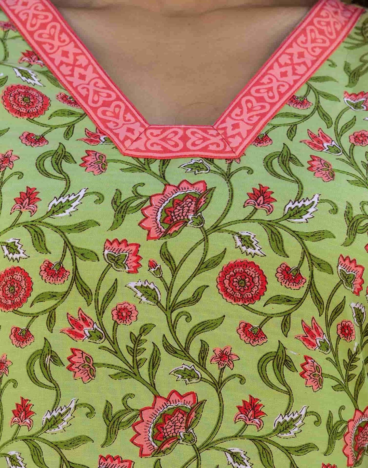 Cotton Blend Floral Printed and Lace Straight Kurta with Pant & Dupatta