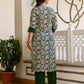 Crepe Floral Printed Straight Kurta with Pant & Dupatta