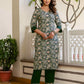 Crepe Floral Printed Straight Kurta with Pant & Dupatta