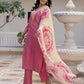 Silk Embroidery, Sequins Work and Gota Patti Work Straight Kurta with Pant & Dupatta