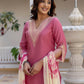 Silk Embroidery, Sequins Work and Gota Patti Work Straight Kurta with Pant & Dupatta