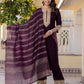 Silk Embroidery Straight Kurta with Pant & Dupatta
