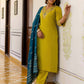 Silk Embroidery and Sequins Work Straight Kurta with Pant & Dupatta