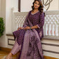Cotton Blend Printed Lace Straight Kurta with Pant & Dupatta