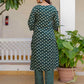Cotton Blend Printed Lace Straight Kurta with Pant & Dupatta