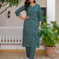 Cotton Blend Printed Lace Straight Kurta with Pant & Dupatta