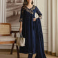Affordable Blue Cotton Embroidered Anarkali Kurti Set
