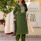 Chanderi Jaquard, Sequin Embroidery and Sequin Emb Lace Straight Kurta with Pant & Dupatta