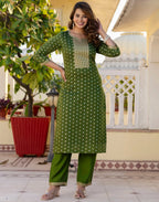 Chanderi Butti Embroidered Straight 3 Piece Kurta Set