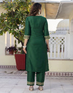 Poly Chinnon Embroidered Straight 3 Piece Kurta Set