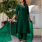 Silk Blend Sequins, Embroidery and Lace Straight Kurta with Pant & Dupatta