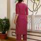 Cotton Embroidery and Sequin Work A-Line Kurta with Pant & Dupatta
