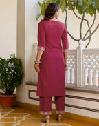 Viscose Rayon Embroidered Straight 3 Piece Kurta Set