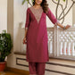 Cotton Embroidery and Sequin Work A-Line Kurta with Pant & Dupatta