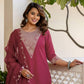 Cotton Embroidery and Sequin Work A-Line Kurta with Pant & Dupatta