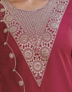 Viscose Rayon Embroidered Straight 3 Piece Kurta Set