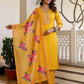 Cotton Blend Embroidery and Sequins Work Straight Kurta with Pant & Dupatta