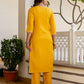 Cotton Blend Embroidery and Sequins Work Straight Kurta with Pant & Dupatta