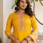 Cotton Blend Embroidery and Sequins Work Straight Kurta with Pant & Dupatta