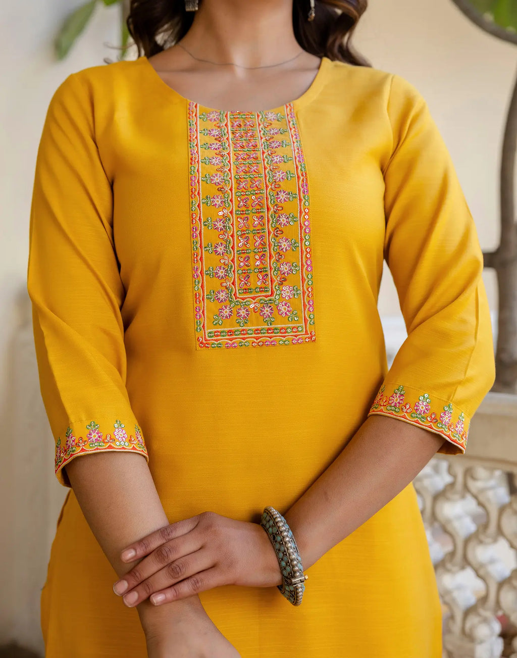 Viscose Rayon Embroidered Straight 3 Piece Kurta Set