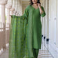 Silk Blend Sequins, Embroidery and Lace Straight Kurta with Pant & Dupatta