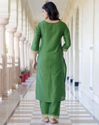 Poly Chinnon Embroidered Straight 3 Piece Kurta Set