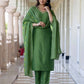 Silk Blend Sequins, Embroidery and Lace Straight Kurta with Pant & Dupatta