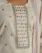 Cotton Woven Embroidered Straight 3 Piece Kurta Set