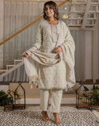 Cotton Woven Embroidered Straight 3 Piece Kurta Set