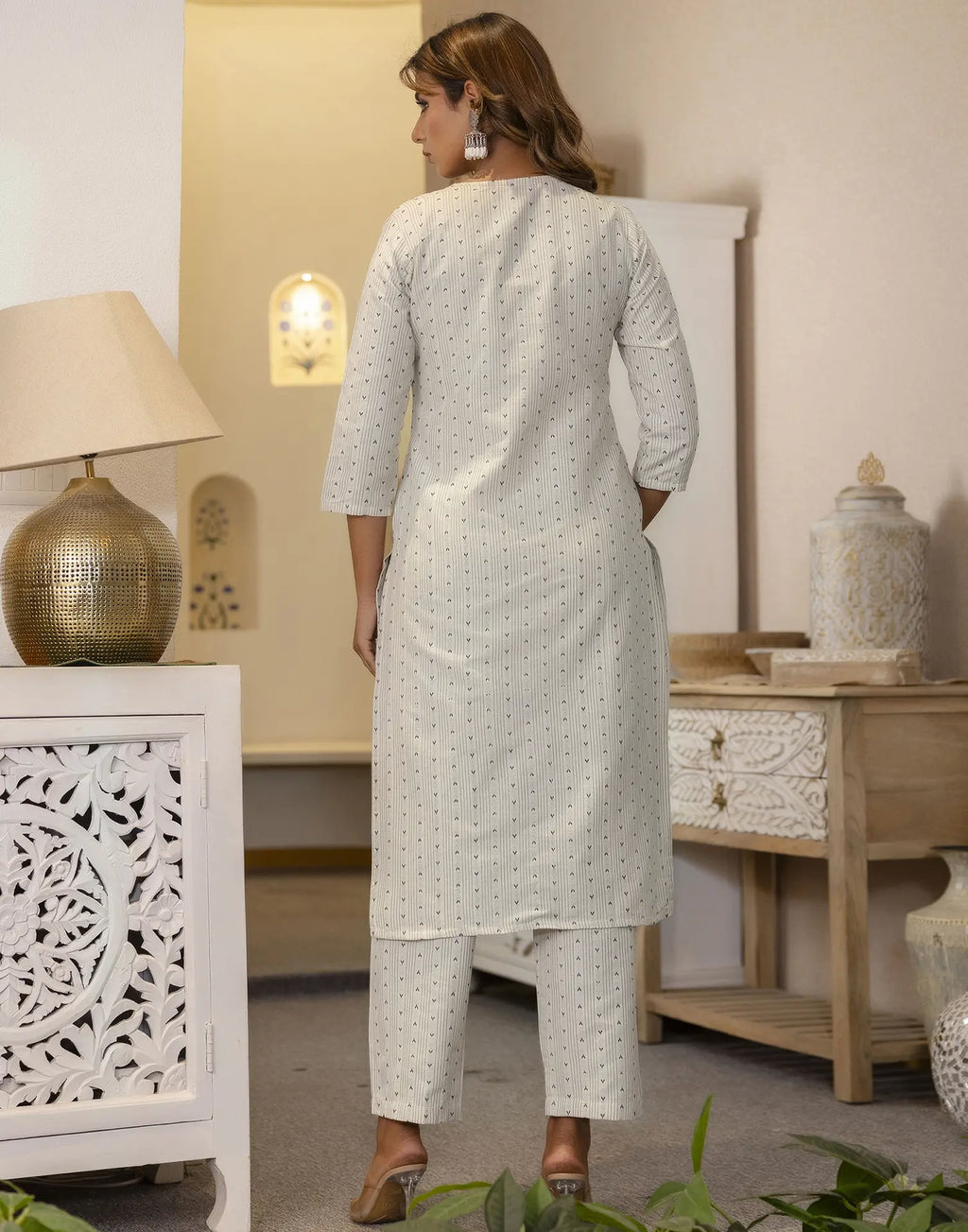 Cotton Woven Woven Straight 3 Piece Kurta Set
