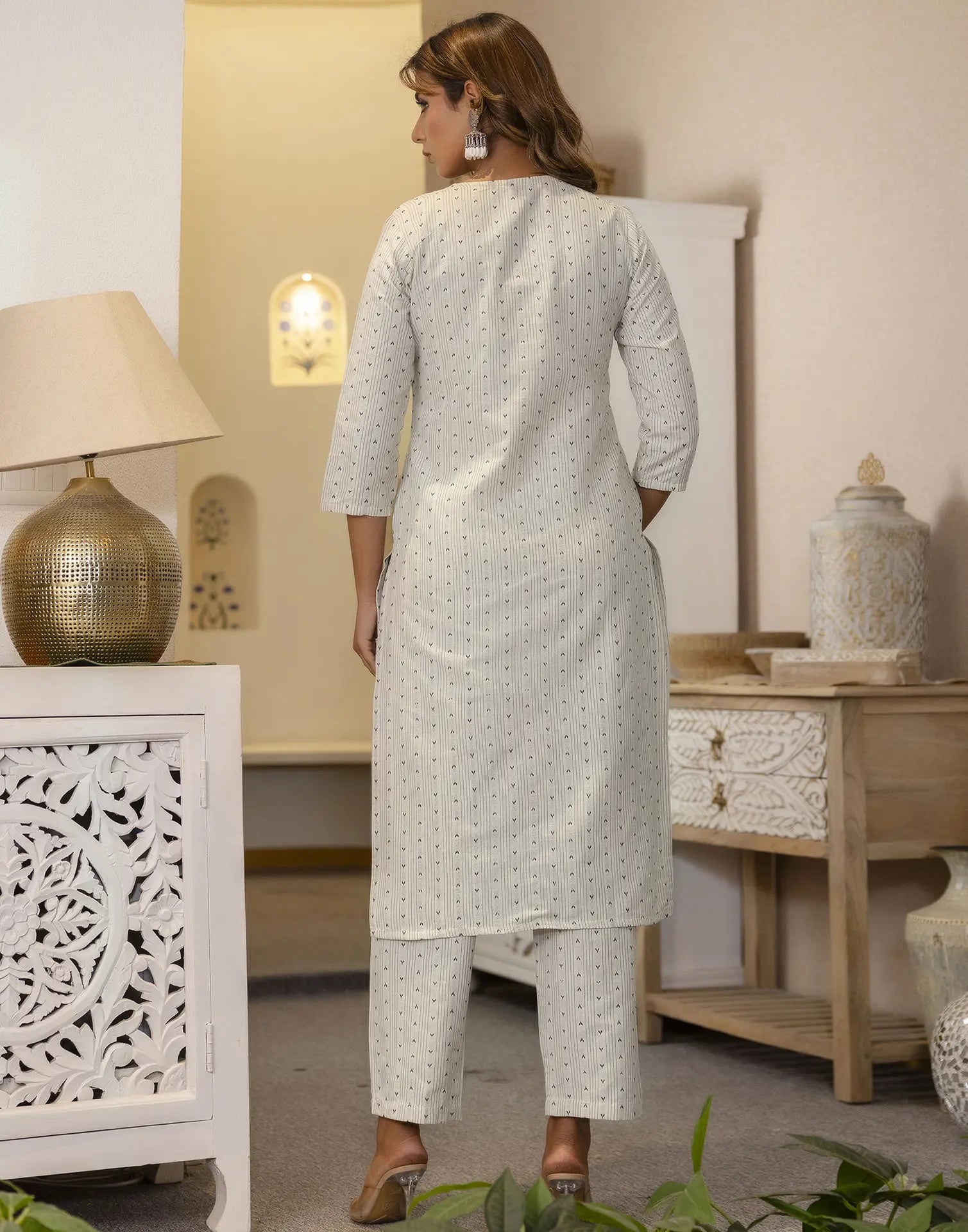 Cotton Woven Woven Straight 3 Piece Kurta Set