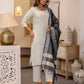 Cotton Weaving A-Line Kurta with Pant & Dupatta