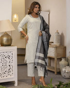 Cotton Woven Woven Straight 3 Piece Kurta Set