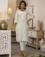 Cotton Woven Woven Straight 3 Piece Kurta Set
