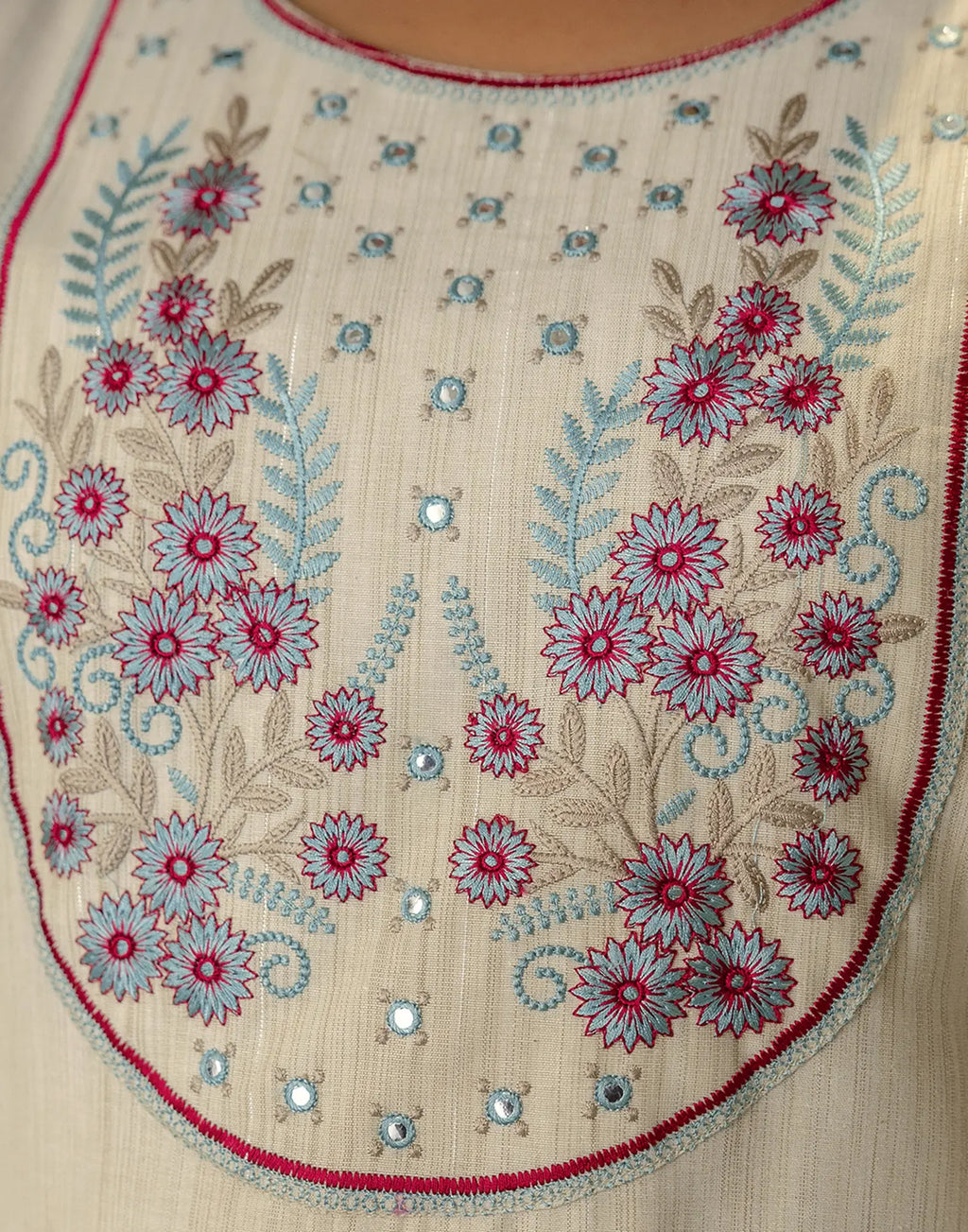 Cotton Woven Embroidered Straight 3 Piece Kurta Set