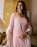 Cotton Woven Embroidered Straight 3 Piece Kurta Set