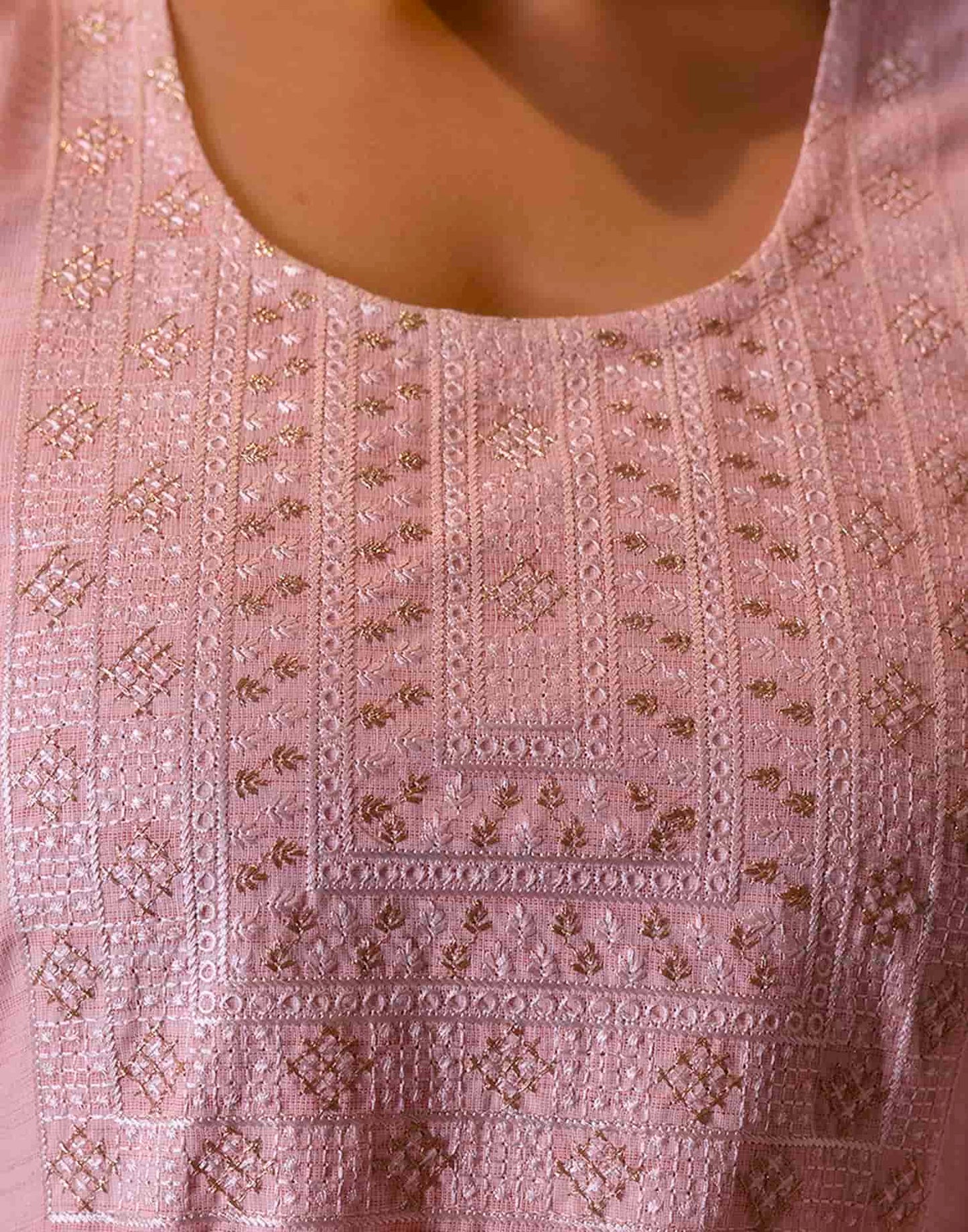 Cotton Woven Design Straight Kurta with Pant & Dupatta