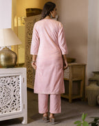 Cotton Woven Embroidered Straight 3 Piece Kurta Set