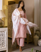 Cotton Woven Embroidered Straight 3 Piece Kurta Set