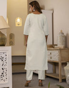 Silk Blend Embroidered Straight 3 Piece Kurta Set