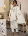 Silk Blend Embroidered Straight 3 Piece Kurta Set