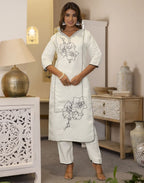 Silk Blend Embroidered Straight 3 Piece Kurta Set